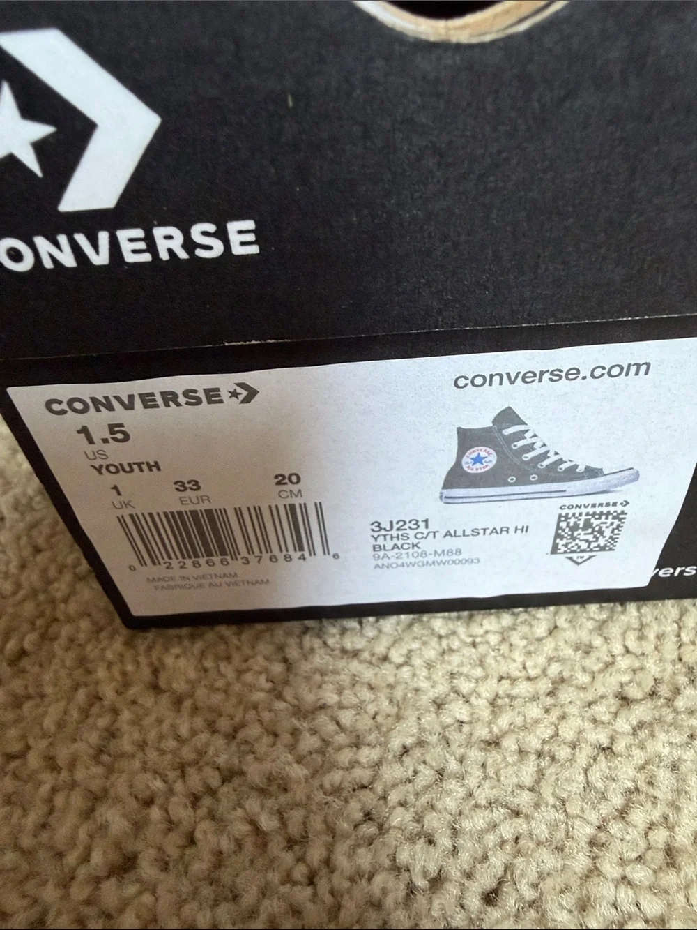 Converse Kids Black and White High Top Sneakers